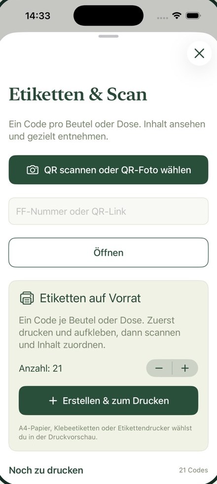 Etiketten scannen und zuordnen