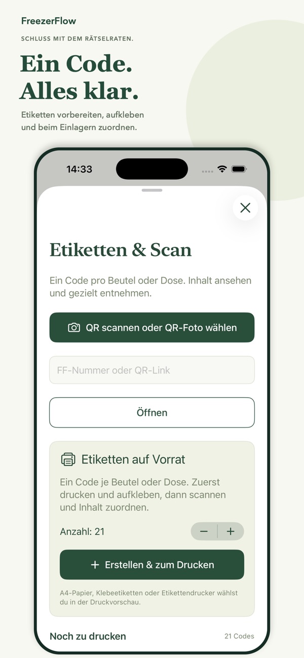 Etiketten und Scan